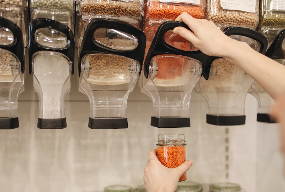 Person Shopping in Refill Store